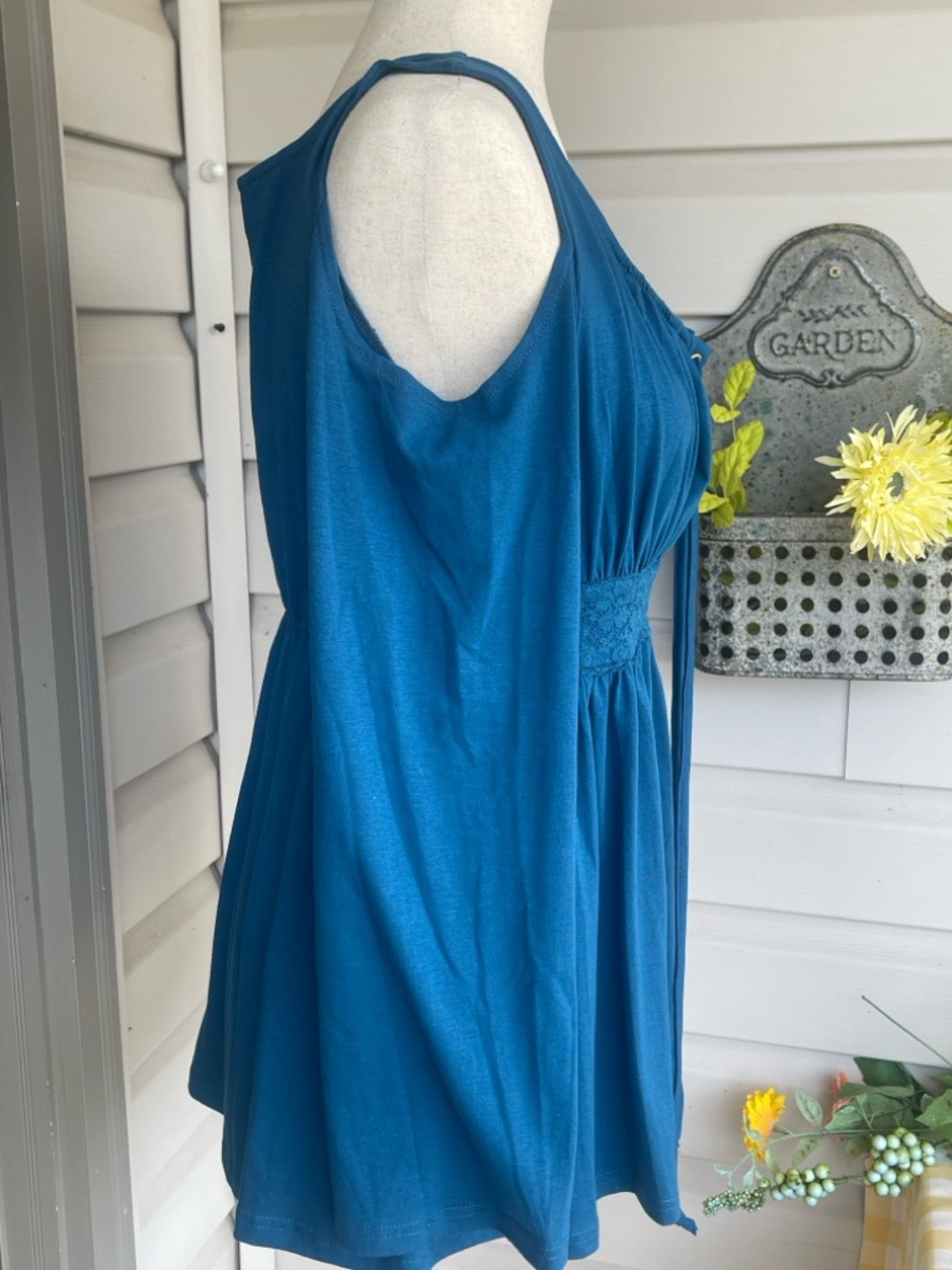 #Mooncolour Boutique Cold Shoulder Lace Up Top Tunic - Picture 7 of 10